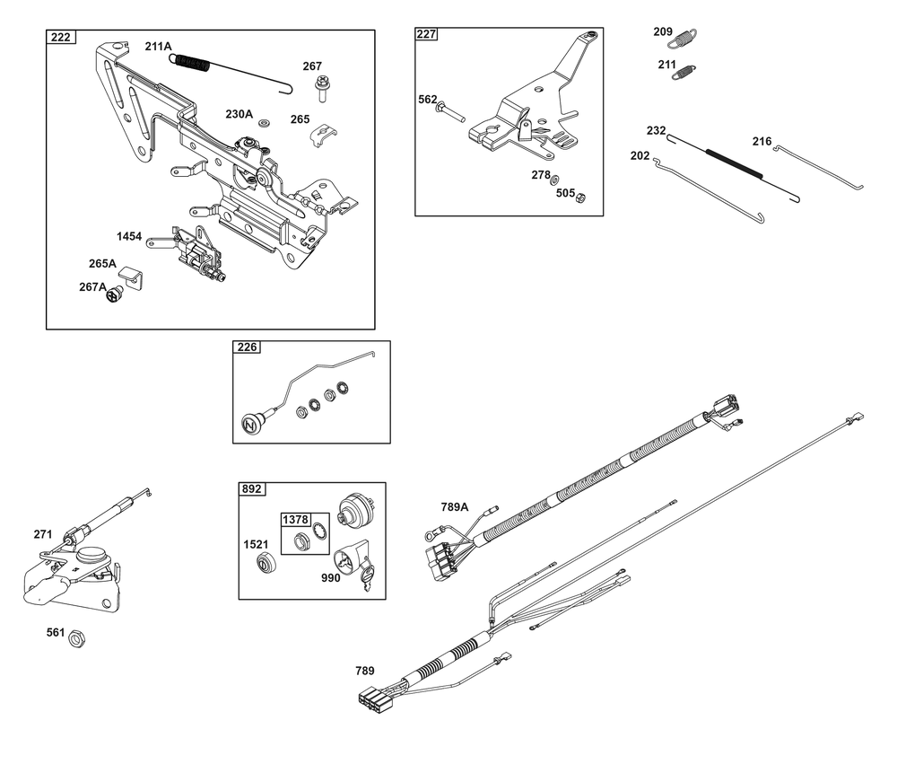 Controls Group Diagram and Parts List for 543477-3301-J1 400000 - 699999 Briggs and Stratton Engine